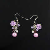 Polymer Flower Earrings with Pearls
