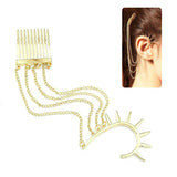 Gold Rivet Non Piercing Earcuff Earwrap with Chained Comb [pc]