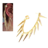 Gold Finish Earstud with Chained Earcuff and Rivets [pc]