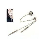Rusty Finish Earstud with Chained Earcuff and Rivet Tassels [Pair]