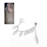 Silver Finish Earstud with Chained Earcuff and Leaf Tassels [pc]