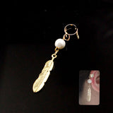 Gold Feather Earcuff with Pearl [pc]