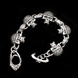 Men's Tibetan Silver Bracelet 7" Long Skulls