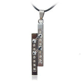 Dual-tone Steel Pendant Necklace with Rhinestones