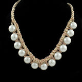 Large Pearl Chain Wrapped Necklace