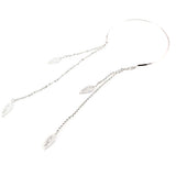 Silver Finish Choke Necklace with Long Leaf Tassels
