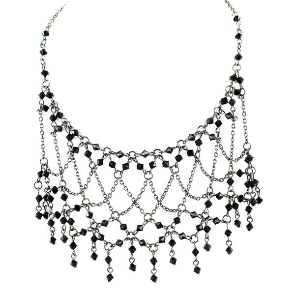 Black Chain and Beads Layer Necklace