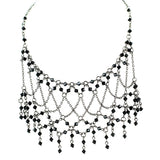 Black Chain and Beads Layer Necklace