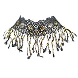 Black Lace and Gold Sequins Necklace