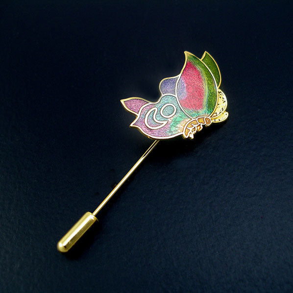 Gold-plated Chinese Cloisonne Butterfly Brooch