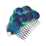 Peacock Feather and Rhinestone Decorative Comb