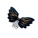 Black and Gold Feather Ribbon Decorative Comb