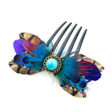 Colorful Feather French Twist Updo Decorative Hair Comb