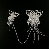 Rhinestone Bridal Linked Butterfly Decorative Comb Set with Tassels