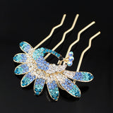 Pink Rhinestone Peacock French Twist Up-do Comb