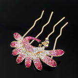 Champagne Rhinestone Peacock French Twist Up-do Comb