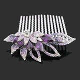 LUX Violet Swarovski Rhinestone & Zircon Floral Decorative Comb