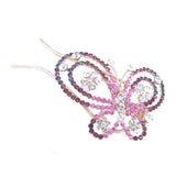 Purple Butterfly Czech Crystal Rhinestone 2-prong Hair Stick 4.75 in