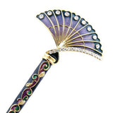 Vintage Style Swarovski Rhinestone Fan Enamel Hair Stick