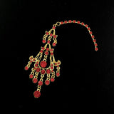 Red Rhinestone Forehead Gold Color Costume Jewelry Bindi