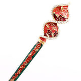 LUX Swarovski Rhinestone Twist Enamel Hair Stick Red