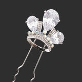 LUX Bridal Swarovski Crystal Rhinestone Crown 2-Prong Fork Hair Stick