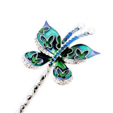 LUX Green Enamel Butterfly Swarovski Rhinestone Hair Stick