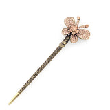 Colorful Rhinestone Butterfly Antique Brass Finish Hair Stick