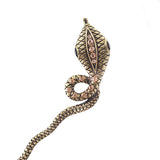 Antique Brass Finish Snake Hair Stick with Rhinestones