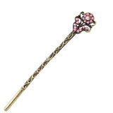 Champagne Rhinestone Antique Brass Double-Sided Floral Hair Stick