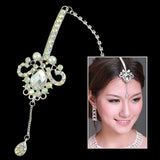 Clear AB Rhinestone & Pearl Forehead Jewelry Bindi with Teardrop