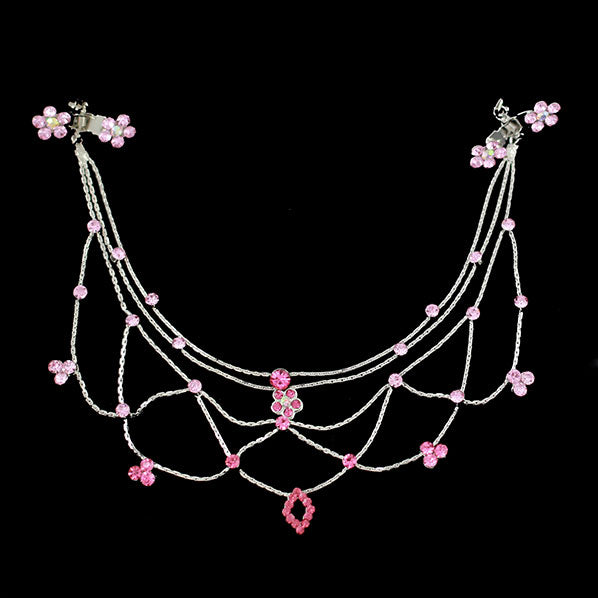 Silver Finish Net Rhinestone Princess Headlace Browband w/ Claws