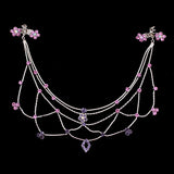 Silver Finish Net Purple Rhinestone Princess Headlace Browband w/ Claws
