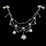 Silver Finish Floral Rhinestone Princess Headlace Browband w/ Roses & Claws