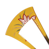 Acrylic 2-Prong Lotus Geisha Hair Stick Fork Yellow