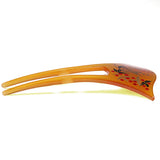 Acrylic 2-Prong Floral Geisha Hair Stick Fork Yellow