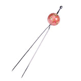 Geisha Earpick Style 2-Prong Metal Hair Stick Fork w/ Large Floral Bead Pink