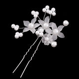 Handmade 2-Prong Hairpin Frosted Acrylic Flowers Glass Pearls Crystals C [Pair]