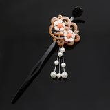 Oriental Decorative Acrylic Hair Stick with Faux Pearl Tassels