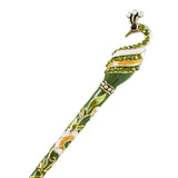 Cloisonne Enamel Hair Stick with Rhinestones Green Peacock