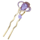 LUX Zircon & Czech Rhinestone Crown Small 2-Prong Bridal Hair Stick Fork Lilac