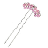 Three Butterflies Pink Rhinestone 2-Prong Hair Stick Fork