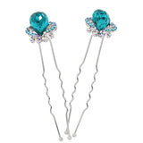 LUX Zircon and Czech Rhinestone Bridal 2-Prong Hairpins Crown [Pair]