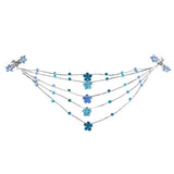 Silver Finish Blue Rhinestone 5 Plum Princess Headlace Browband w/ Claws
