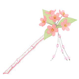 Geisha Acrylic Hair Stick with 3D Flower Cluster Leaves and Tassels