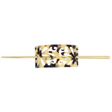Cellulose Acetate Rectangle Floral Pattern Bun Cover and Hair Stick 2-pc Set