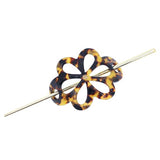 Cellulose Acetate Floral Bun Cover and Hair Stick 2-pc Set Tan