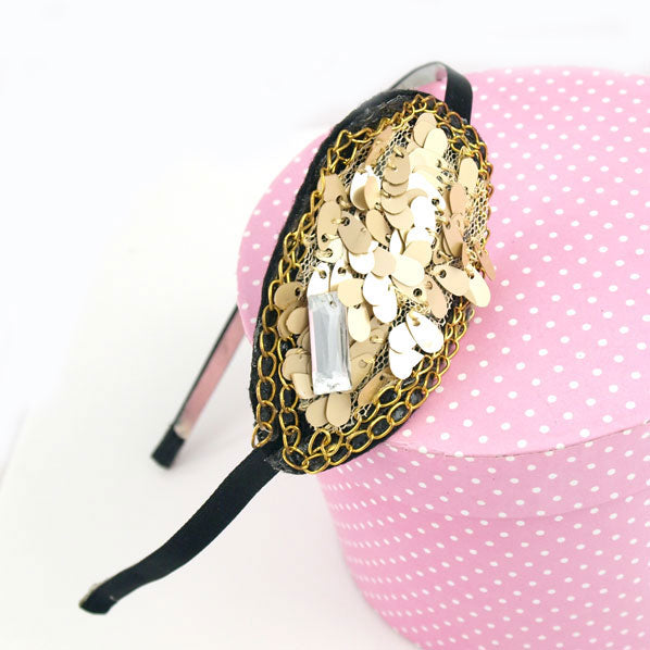 Sequined Hairband Golden Leaf