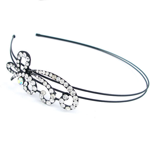 Floral Black and White Czech Crystal Rhinestone Hairband
