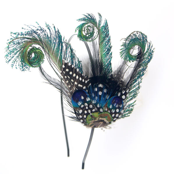Curly Peacock Feather Hairband Kit Adjustable Removable